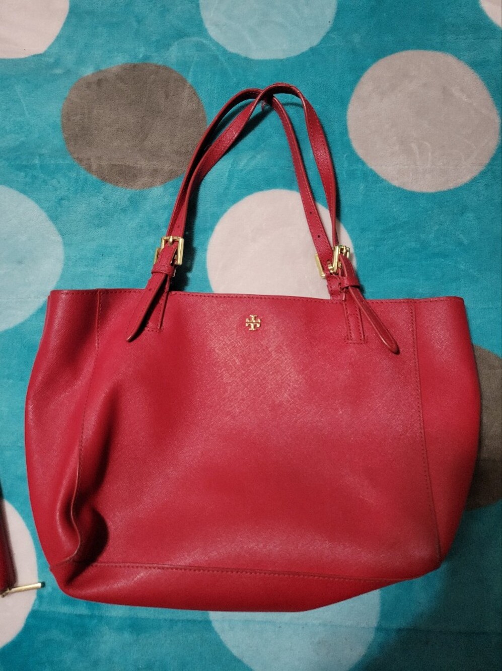 Tory Burch Red Tote Bag And Wallet